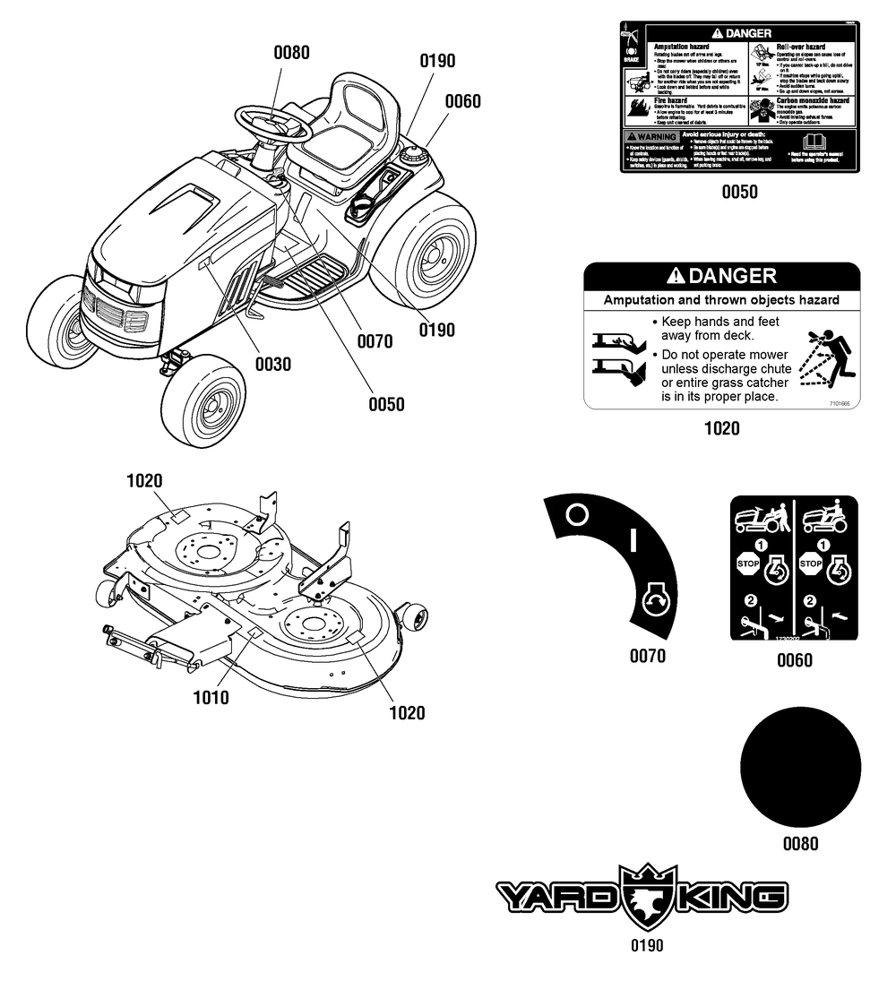 Decal Group Diagram and Parts List for 2691200-00-MT175420H 2013 Briggs and Stratton Lawn Tractor